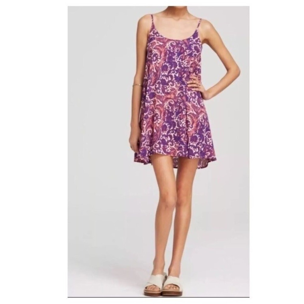Free People Intimately Emily Paisley Slip Dress Pink XS Cutout